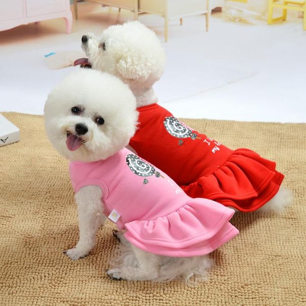 dog apparel lollipop print skirt pet dress clothes small dogs princess costume cotton pets winter thick puppy cat